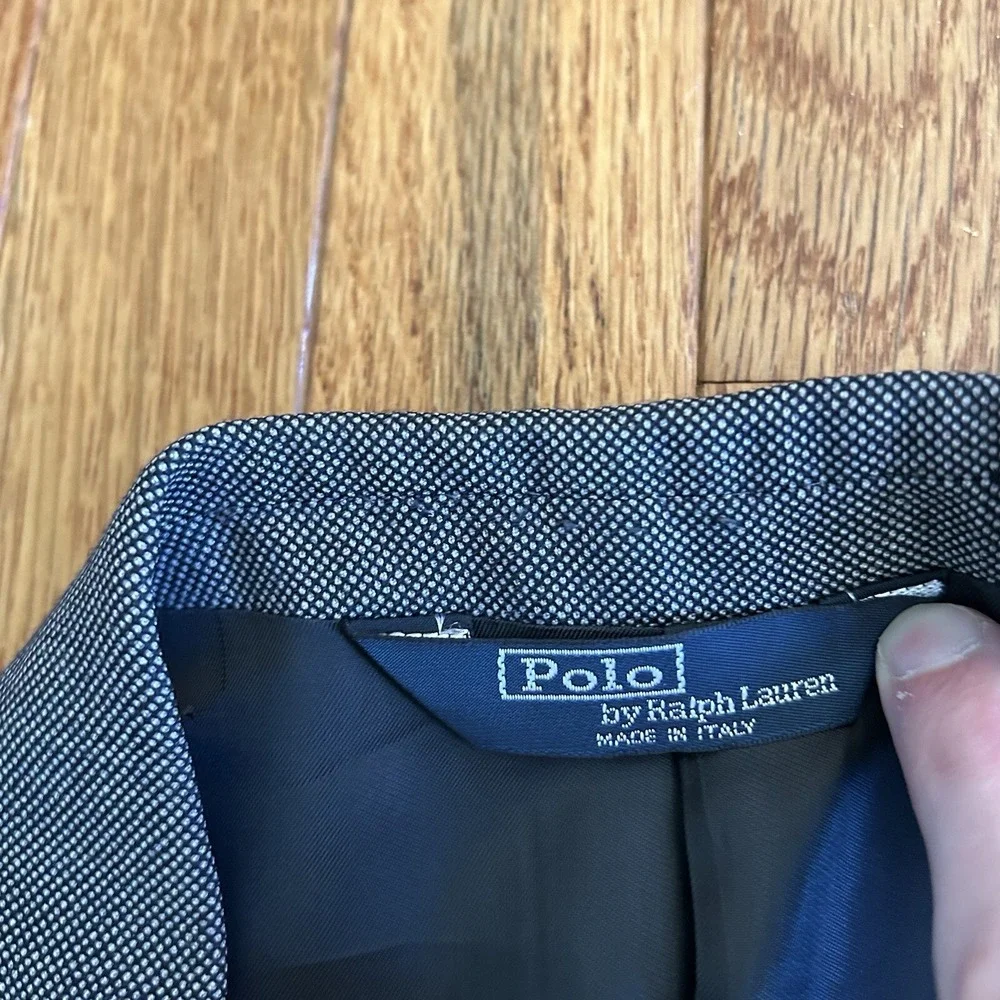 Polo‎ Ralph Lauren Blazer Men 42L Grey Virgin Wool Tuxedo Suit Made In Italy